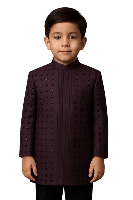 Buy PAARSH Maroon Bemberg, Silk, Cotton Designer Square Emb Jacket And Pant Set Online at Aza Fashions Buy_PAARSH_Maroon Bemberg, Silk, Cotton Designer Square Emb Jacket And Pant Set _Online_at_Aza_Fashions