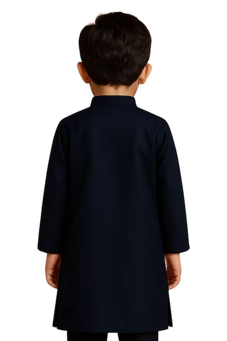 Shop PAARSH Navy Linen, Satin, Cotton Embroidery Blue Designer Kurta Set Online at Aza Fashions Shop_PAARSH_Navy Linen, Satin, Cotton Embroidery Blue Designer Kurta Set _Online_at_Aza_Fashions