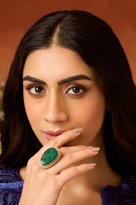 Paisley Pop Green Doublet Stone Statement Ring 