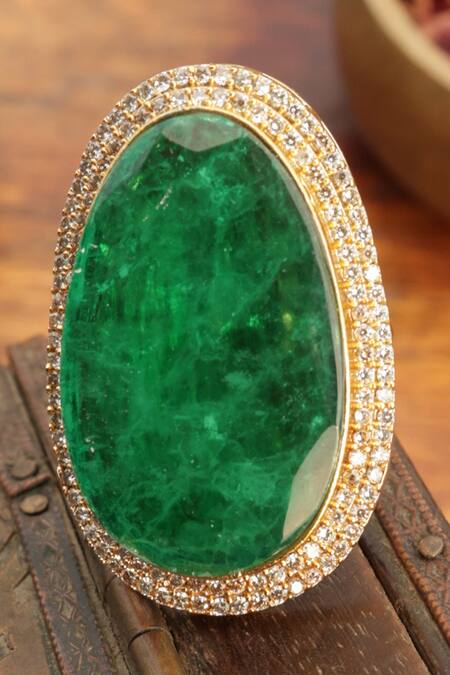 Paisley Pop_Green Doublet Stone Statement Ring _Online_at_Aza_Fashions