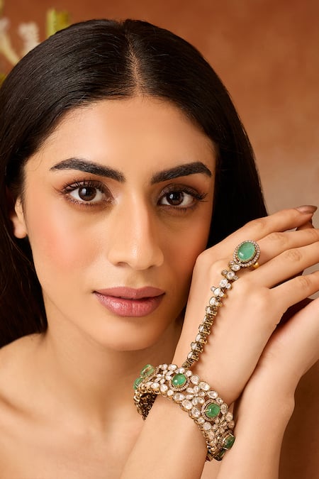 Paisley Pop Mint Polki Statement Hathphool 