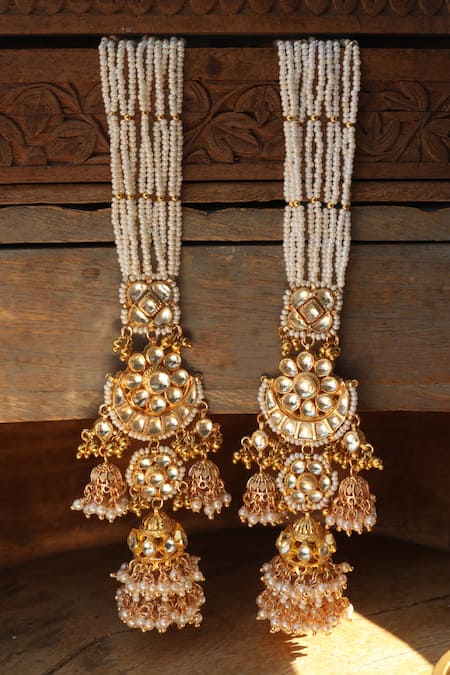 Paisley Pop Kundan Jhumka Earrings with Kaan Chain 