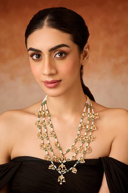 Paisley Pop Mint Layered Kundan Necklace Online at Aza Fashions Paisley Pop_Mint Layered Kundan Necklace _Online_at_Aza_Fashions