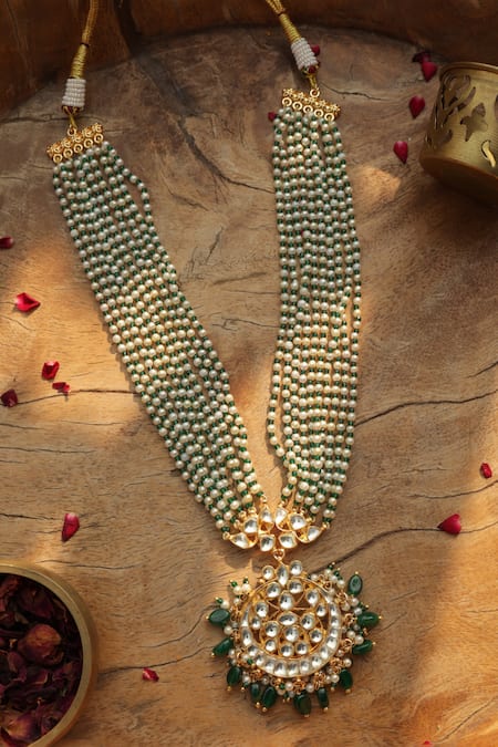 Shop_Paisley Pop_Green Kundan Necklace _Online_at_Aza_Fashions