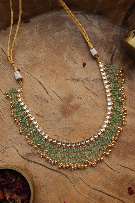 Shop_Paisley Pop_Mint Kundan Necklace _Online_at_Aza_Fashions