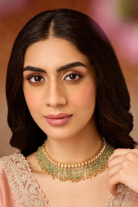 Paisley Pop Kundan Mint Necklace 