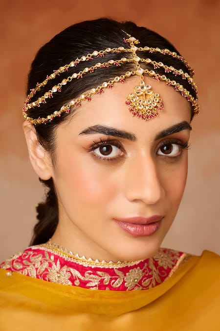Paisley Pop Pink Kundan Mathapatti 