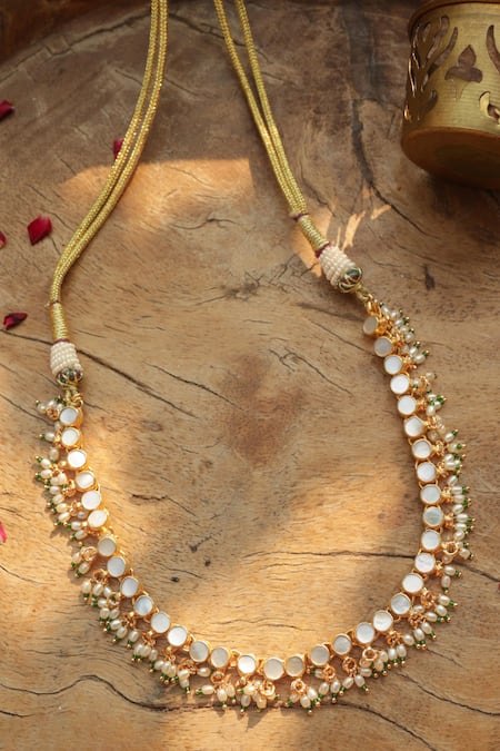 Shop_Paisley Pop_White Mother Of Pearl Choker Necklace _Online_at_Aza_Fashions