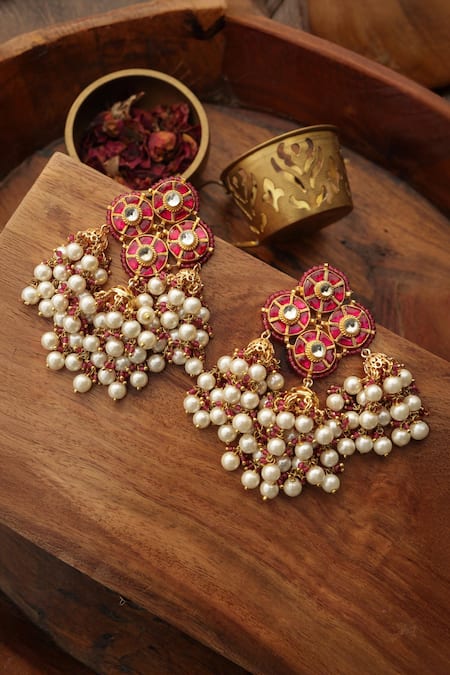 Paisley Pop Red Kundan Earrings 
