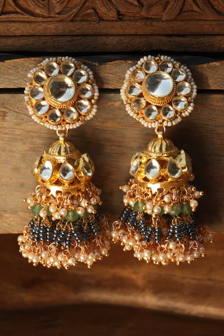 Paisley Pop Kundan Jhumka Earrings 