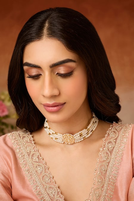 Paisley Pop Kundan & Pearl Choker Necklace 