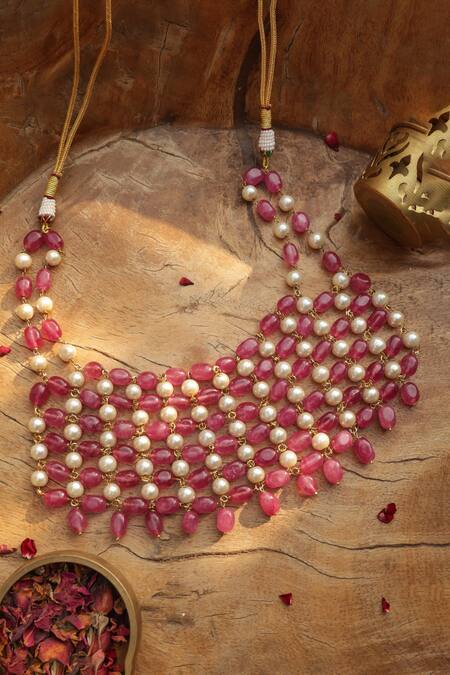 Shop_Paisley Pop_Pink Designer Necklace _Online_at_Aza_Fashions