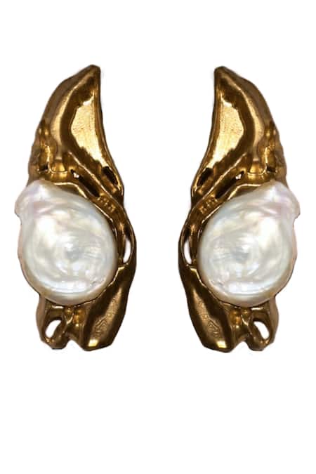 AK-OK Gold Plated Luna Shell Drop Earrings 