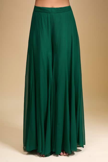 Samyukta Singhania Green Georgette Collared, V-neck Peplum Kurta And Palazzo Set Online at Aza Fashions Samyukta Singhania_Green Georgette Collared, V-neck Peplum Kurta And Palazzo Set _Online_at_Aza_Fashions