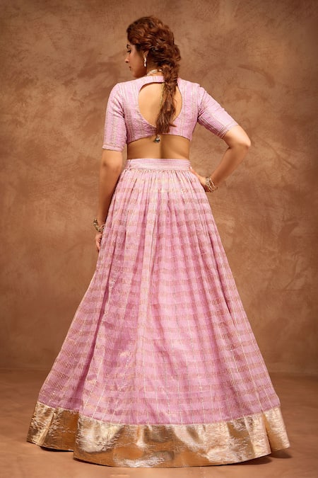 Roohbyridhimaa Gota Embroidered Lilac Lehenga Set 