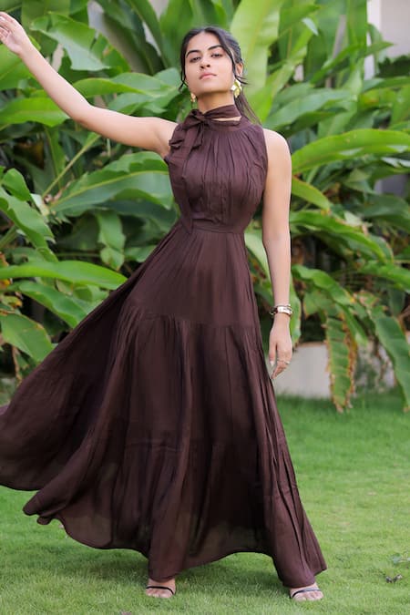 Foram Patel Designer Deep Brown Dress 