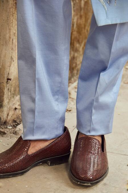 Shop_PIRI INDIA_Lavender Embroidery Blue Thread Sherwani Set _Online_at_Aza_Fashions