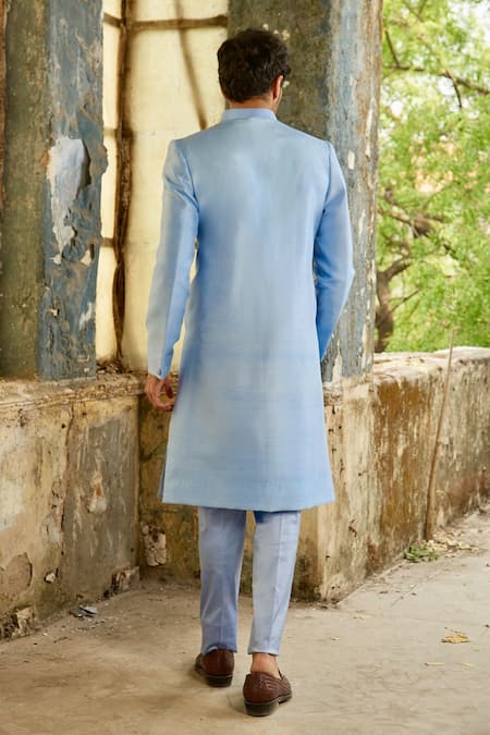 PIRI INDIA Lavender Blue Thread Embroidered Sherwani Set 