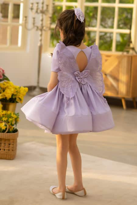 Shop Fayon Kids Purple Bows Shimmer Designer Dress at Aza Fashions Shop_Fayon Kids_Purple Bows Shimmer Designer Dress _at_Aza_Fashions