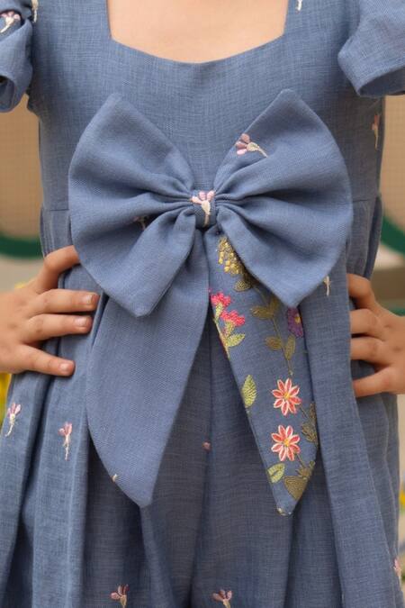 Fayon Kids Blue Denim Embroidery Designer Jumpsuit Online at Aza Fashions Fayon Kids_Blue Denim Embroidery Designer Jumpsuit _Online_at_Aza_Fashions