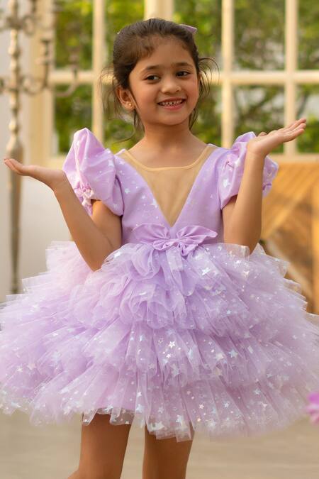 Fayon Kids Purple Net Sequins Designer Dress Online at Aza Fashions Fayon Kids_Purple Net Sequins Designer Dress _Online_at_Aza_Fashions