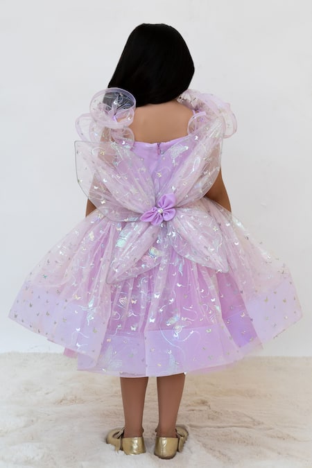 Shop Fayon Kids Purple Net Sequins Designer Dress at Aza Fashions Shop_Fayon Kids_Purple Net Sequins Designer Dress _at_Aza_Fashions
