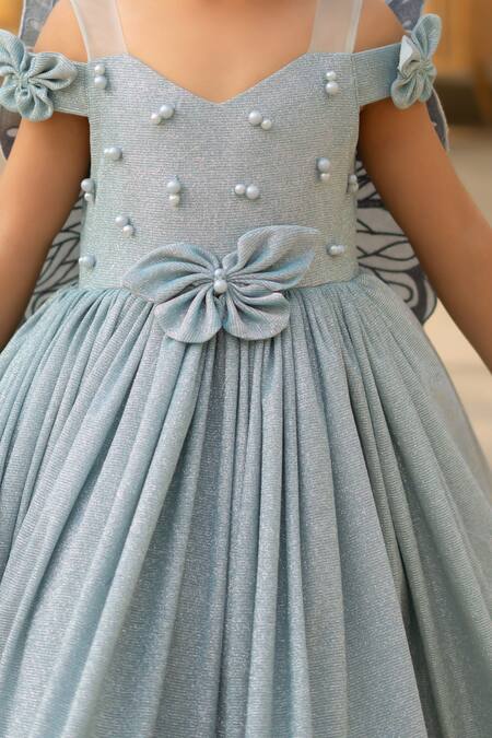 Buy_Fayon Kids_Blue Pearls Shimmer Designer Dress _Online_at_Aza_Fashions