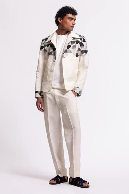Shop Balance By Rohit Bal Ivory Linen Designer Jacket at Aza Fashions Shop_Balance By Rohit Bal_Ivory Linen Designer Jacket _at_Aza_Fashions