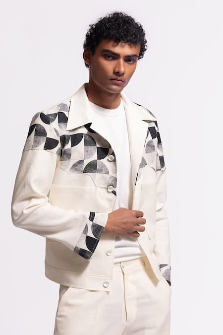 Balance By Rohit Bal Ivory Designer Linen Jacket 
