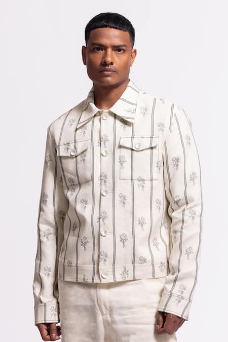 Buy Balance By Rohit Bal Ivory Linen Embroidery Floral Printed Designer Jacket Online at Aza Fashions Buy_Balance By Rohit Bal_Ivory Linen Embroidery Floral Printed Designer Jacket _Online_at_Aza_Fashions