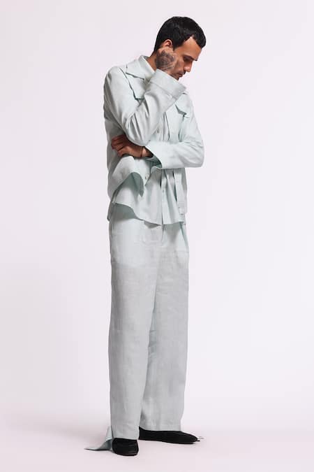 Balance By Rohit Bal Designer Blue Linen Jacket 