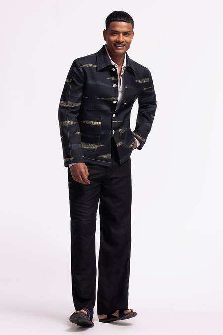 Balance By Rohit Bal Black Linen Designer Jacket Online at Aza Fashions Balance By Rohit Bal_Black Linen Designer Jacket _Online_at_Aza_Fashions