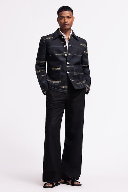 Buy Balance By Rohit Bal Black Linen Designer Jacket Online at Aza Fashions Buy_Balance By Rohit Bal_Black Linen Designer Jacket _Online_at_Aza_Fashions