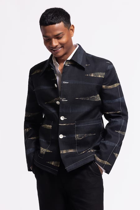 Balance By Rohit Bal Black Linen Designer Jacket 
