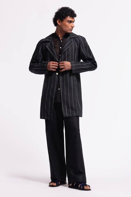 Buy Balance By Rohit Bal Blue Linen Indigo Striped Designer Jacket Online at Aza Fashions Buy_Balance By Rohit Bal_Blue Linen Indigo Striped Designer Jacket _Online_at_Aza_Fashions