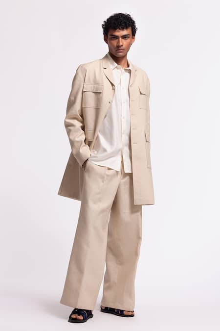 Balance By Rohit Bal Ivory Linen Designer Jacket Online at Aza Fashions Balance By Rohit Bal_Ivory Linen Designer Jacket _Online_at_Aza_Fashions
