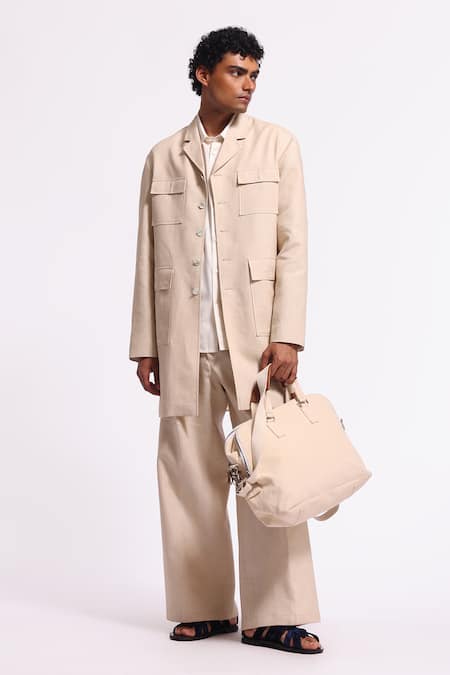 Balance By Rohit Bal Ivory Linen Designer Jacket 