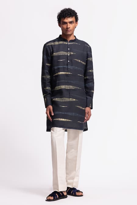 Balance By Rohit Bal Indigo Designer Linen Kurta 