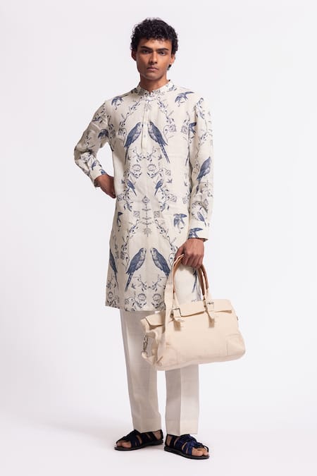 Balance By Rohit Bal Ivory Linen Designer Kurta Online at Aza Fashions Balance By Rohit Bal_Ivory Linen Designer Kurta _Online_at_Aza_Fashions