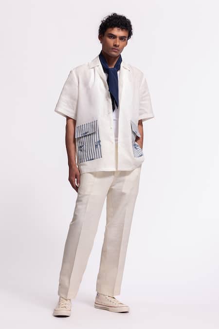 Balance By Rohit Bal Ivory Linen Designer Shirt 