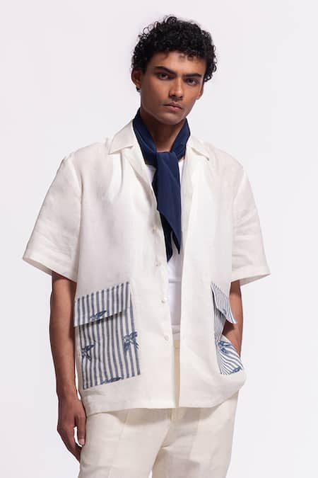 Balance By Rohit Bal Ivory Linen Designer Shirt 