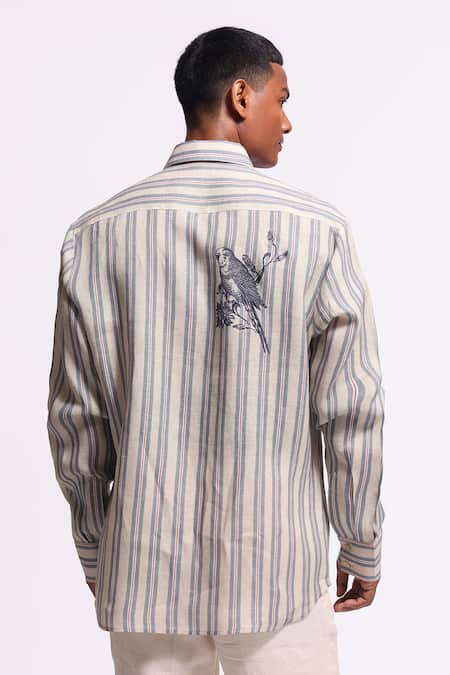 Balance By Rohit Bal Ivory Striped Designer Shirt 