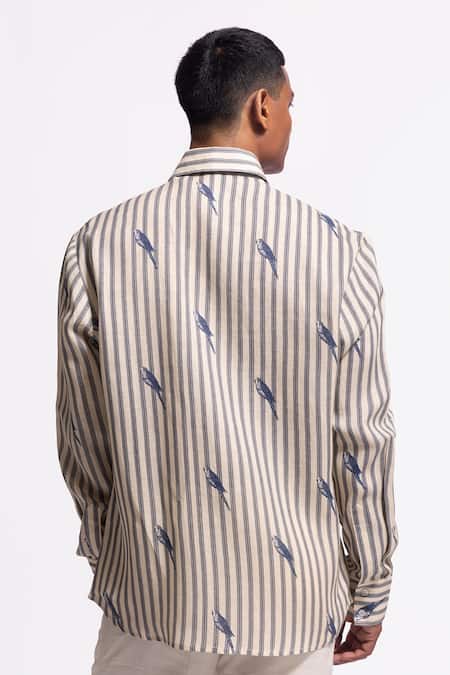 Balance By Rohit Bal Ivory Striped Designer Shirt 