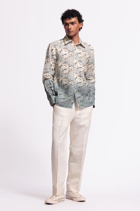 Balance By Rohit Bal Ivory Linen Designer Shirt Online at Aza Fashions Balance By Rohit Bal_Ivory Linen Designer Shirt _Online_at_Aza_Fashions