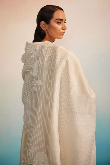 Ahmev Kofu Chanderi Applique Dupatta 