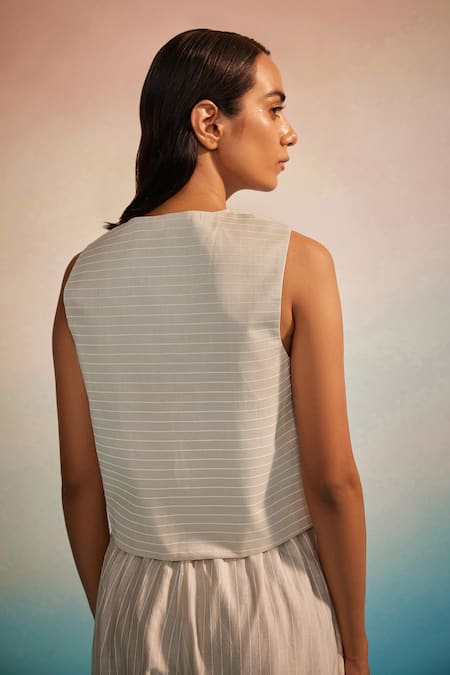 Ahmev Shiori Applique Ivory Pants 