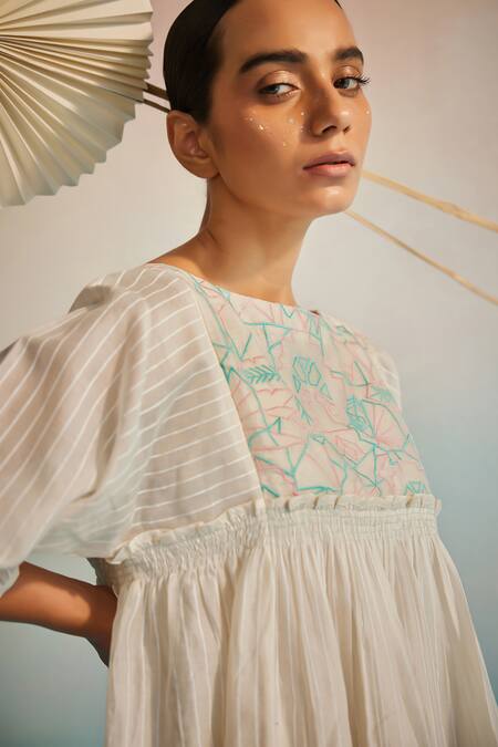 Buy_Ahmev_Ivory , , Embroidery Round Neck Kurta Set _Online_at_Aza_Fashions