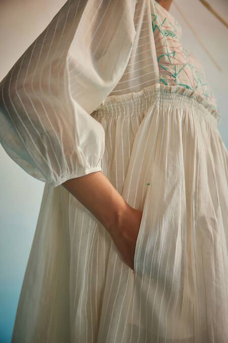 Ahmev_Ivory , , Embroidery Round Neck Kurta Set _at_Aza_Fashions