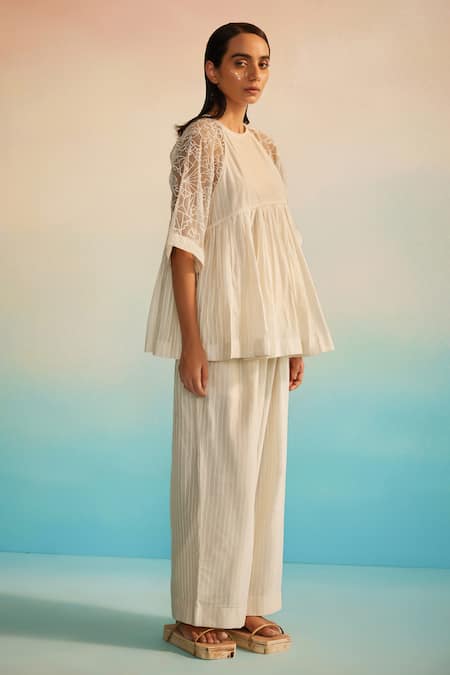 Ahmev Ivory Peplum Set 