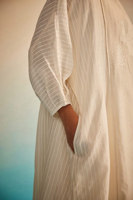 Ahmev_Ivory , , Round Neck Iki Dolman Kurta Set _at_Aza_Fashions